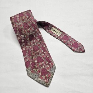 Vintage Arnys Paris Silk Tie Pink Scroll Leaf
